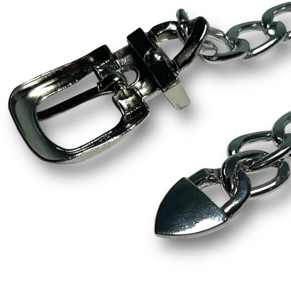 Chunky Silver Tone Chainlink Western Style Adjustable Skinny Belt Party Rock - Picture 7 of 7